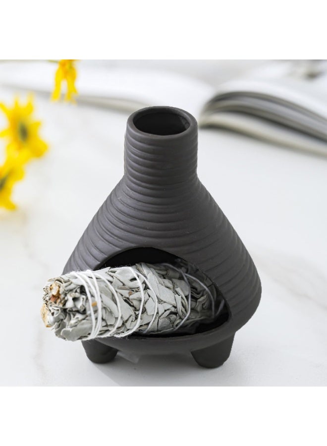 Bukela Palo Santo Holder Burner, Handmade Incense Burner, Cone Ash Catcher Smudge Bowl for Meditation Yoga Home Decor Incense Holder, Black - Image 1